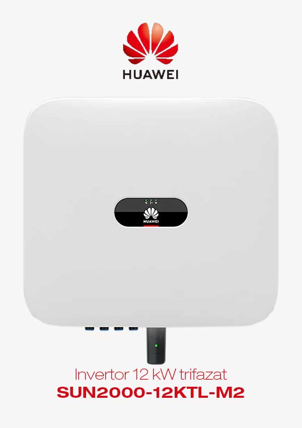 Invertor 12 kW trifazat Huawei SUN2000-12KTL-M2, Wlan, 4G este un invertor trifazat de ultima generație utilizat pentru construcții rezidențiale.