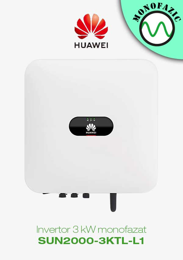 Invertor 3 kW hibrid monofazat Huawei SUN2000-3KTL-L1 face parte dintr-o gamă inovatoare de invertoare rezidențiale on-grid monofazate.